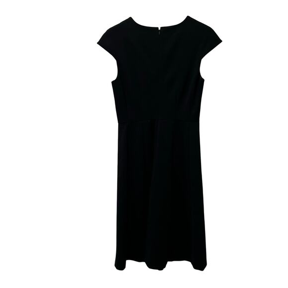J.Crew Black Ponte Cap Sleeve A-Line Midi Dress Sz 4 Classic Workwear Minimalist - Picture 4 of 8